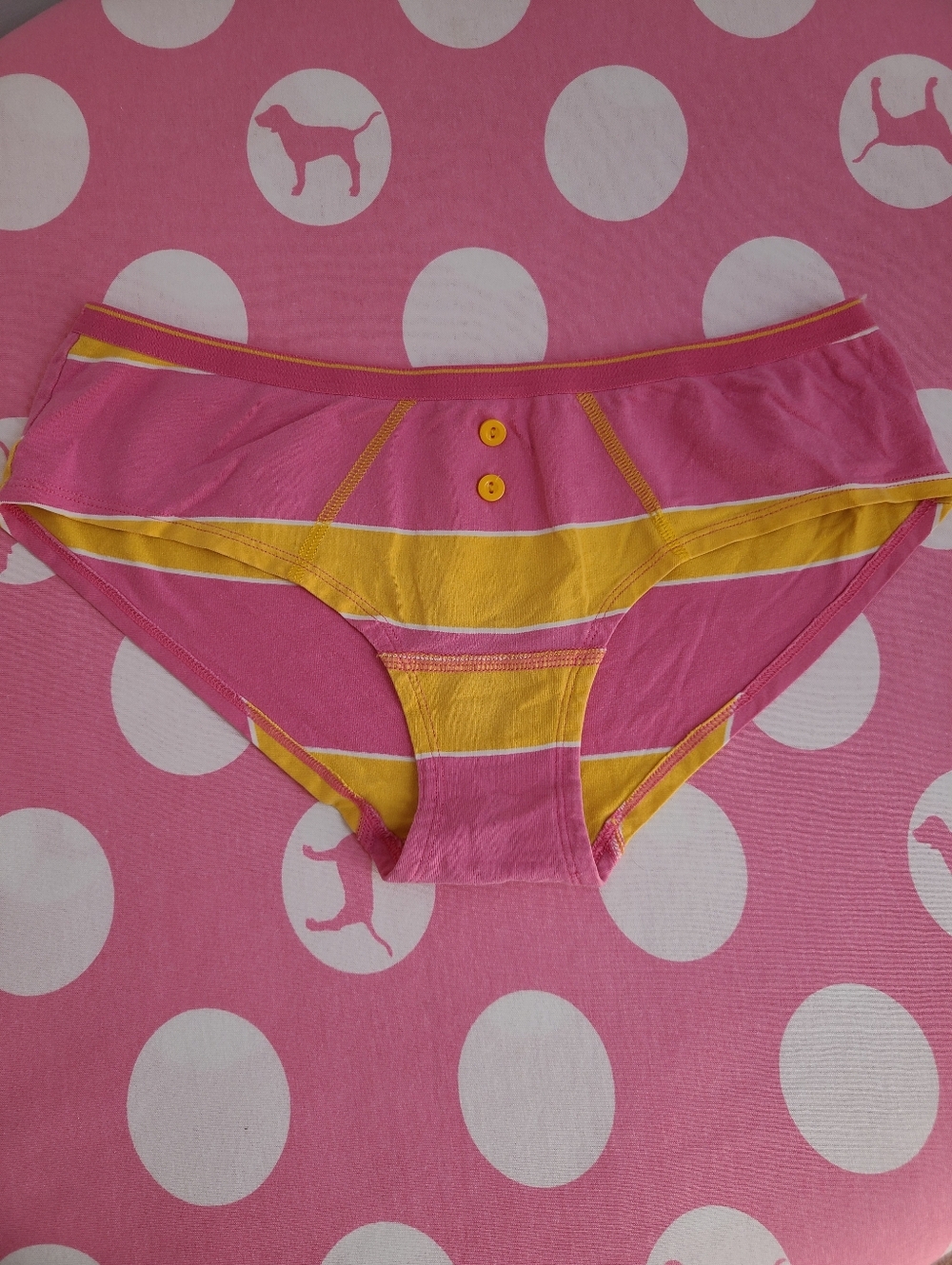 Rare VTG VS PINK Graphic Cotton Low Rise Button Hipster Panty Size Sm